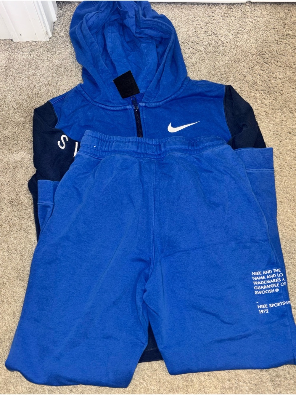 Nike Blue and Navy Swoosh Kids Hoodie & Joggers Set - Picture 7 of 7